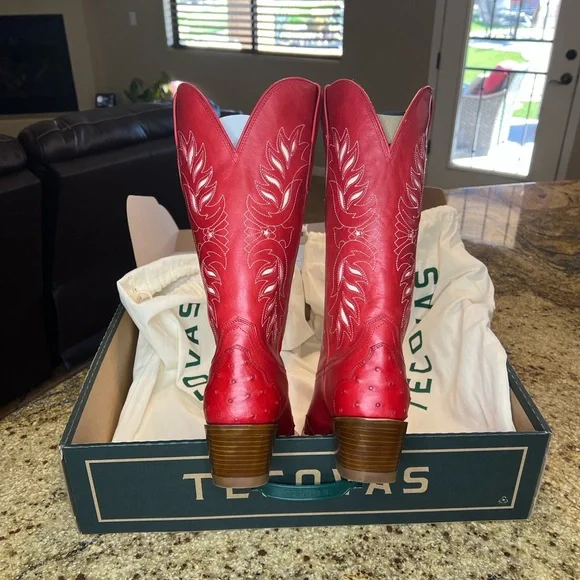 Tecovas | The Annie Eagle 🦅 🇺🇸 Barn Red Cowhide | Genuine Ostrich | 11B - Picture 10 of 17